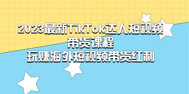2023最新TikTok·达人短视频带货课程，玩赚海外短视频带货·红利-布丁源码-专业的网站源码代码分享平台!