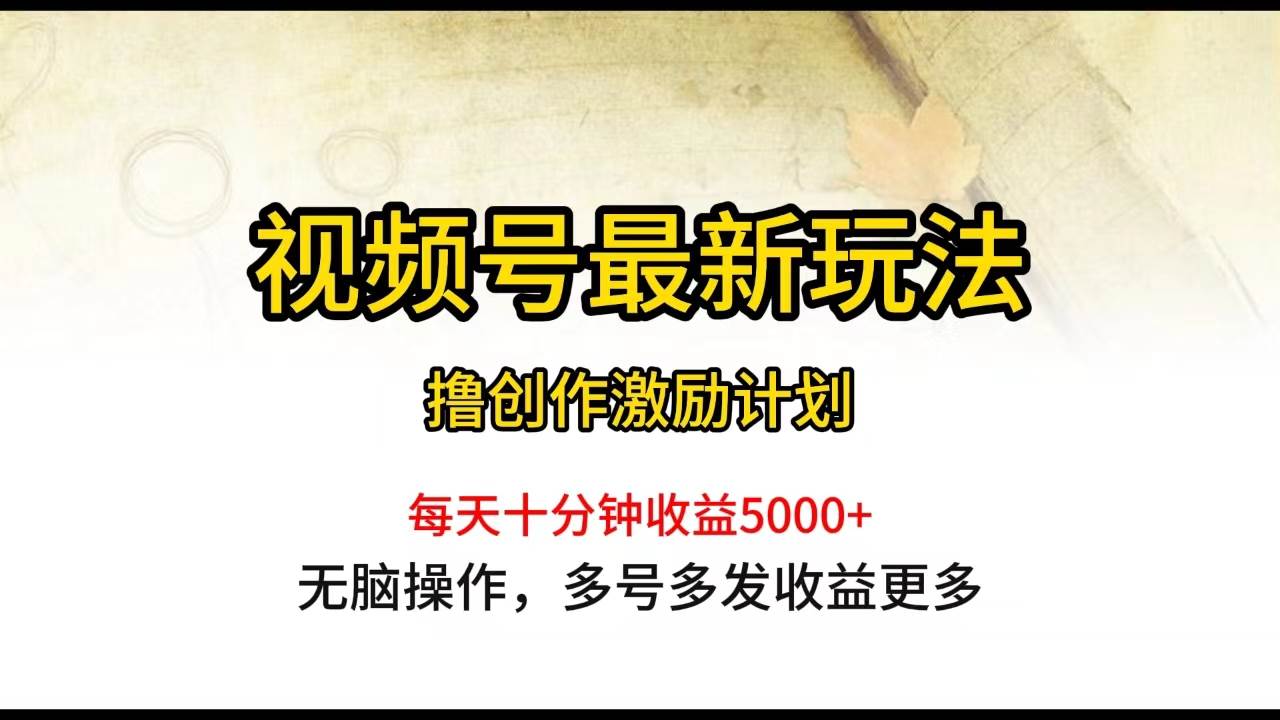 视频号最新玩法，每日一小时月入5000+-布丁源码-专业的网站源码代码分享平台!