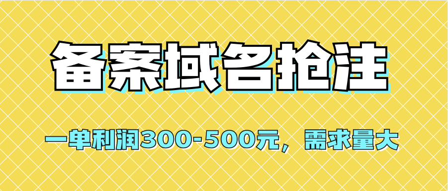 【全网首发】备案域名抢注，一单利润300-500元，需求量大-布丁源码-专业的网站源码代码分享平台!
