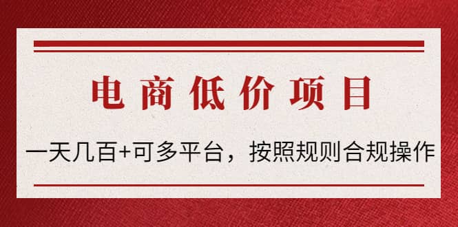 电商低价赔FU项目：按照规则合规操作-布丁源码-专业的网站源码代码分享平台!