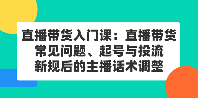 直播带货入门课：直播带货常见问题、起号与投流、新规后的主播话术调整-布丁源码-专业的网站源码代码分享平台!