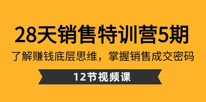 28天·销售特训营5期：了解赚钱底层思维，掌握销售成交密码（12节课）-布丁源码-专业的网站源码代码分享平台!