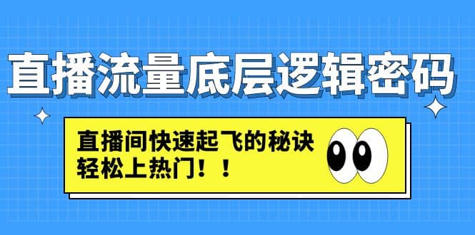 直播流量底层逻辑密码：直播间快速起飞的秘诀，轻松上热门-布丁源码-专业的网站源码代码分享平台!