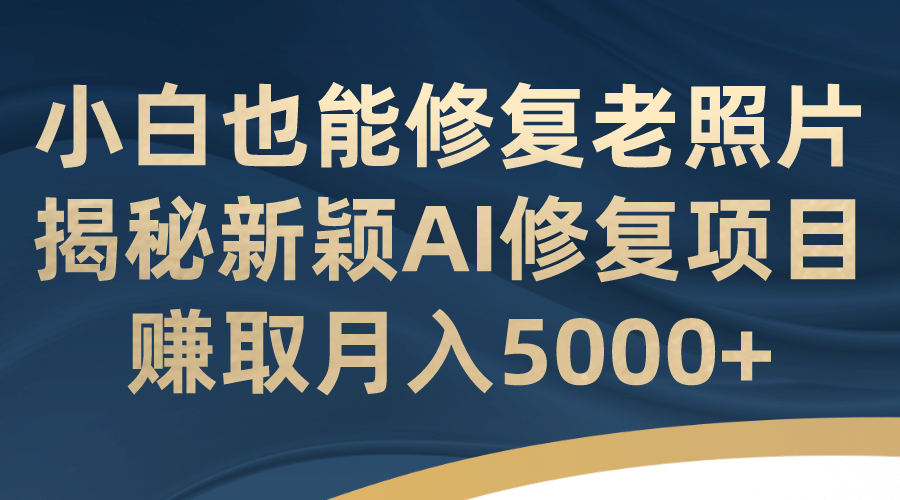 小白也能修复老照片！揭秘新颖AI修复项目，赚取月入5000+-布丁源码-专业的网站源码代码分享平台!