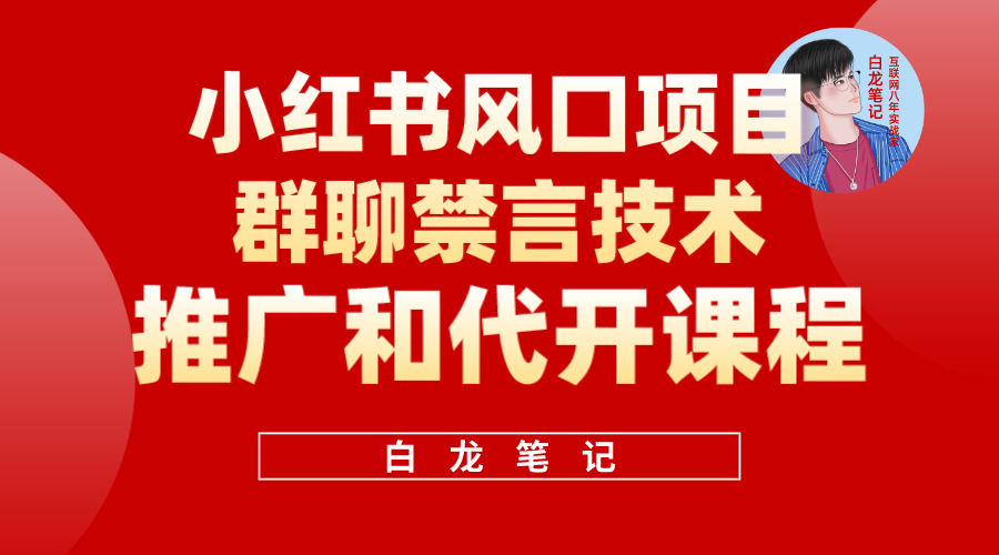 小红书风口项目日入300+，小红书群聊禁言技术代开项目，适合新手操作-布丁源码-专业的网站源码代码分享平台!