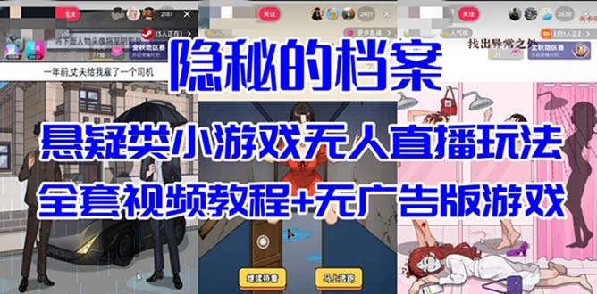 抖音爆火的悬疑解谜小游戏【隐秘的档案】无人直播玩法【教程+游戏+工具】-布丁源码-专业的网站源码代码分享平台!