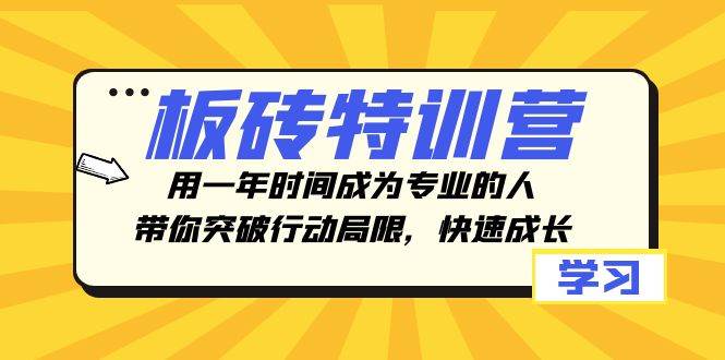 板砖特训营，用一年时间成为专业的人，带你突破行动局限，快速成长-布丁源码-专业的网站源码代码分享平台!