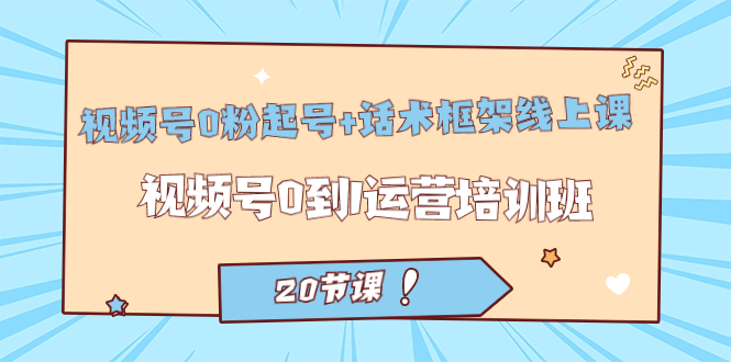 视频号·0粉起号+话术框架线上课：视频号0到1运营培训班（20节课）-布丁源码-专业的网站源码代码分享平台!
