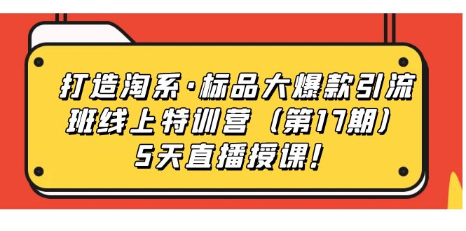 打造淘系·标品大爆款引流班线上特训营5天直播授课！-布丁源码-专业的网站源码代码分享平台!