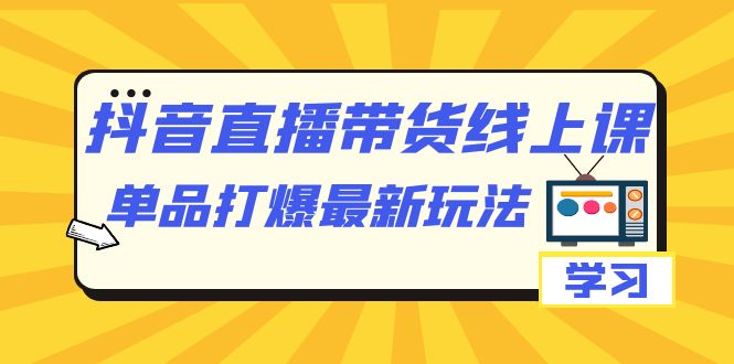 抖音·直播带货线上课，单品打爆最新玩法（12节课）-布丁源码-专业的网站源码代码分享平台!