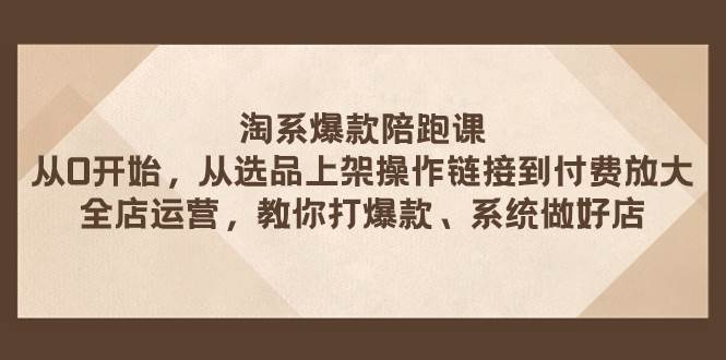 淘系爆款陪跑课 从选品上架操作链接到付费放大 全店运营 打爆款 系统做好店-布丁源码-专业的网站源码代码分享平台!