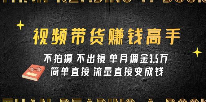 视频带货赚钱高手课程：不拍摄 不出镜 单月佣金3.5w 简单直接 流量直接变钱-布丁源码-专业的网站源码代码分享平台!