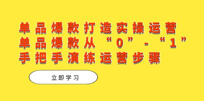 单品爆款打造实操运营，单品爆款从“0”-“1”手把手演练运营步骤-布丁源码-专业的网站源码代码分享平台!
