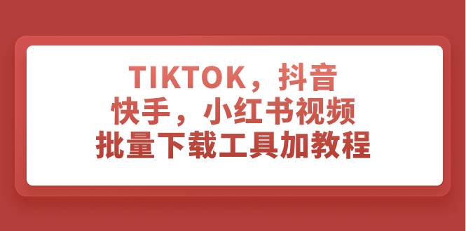 TIKTOK，抖音，快手，小红书视频批量下载工具加教程-布丁源码-专业的网站源码代码分享平台!