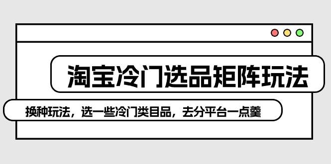 淘宝冷门选品矩阵玩法：换种玩法，选一些冷门类目品，去分平台一点羹-布丁源码-专业的网站源码代码分享平台!