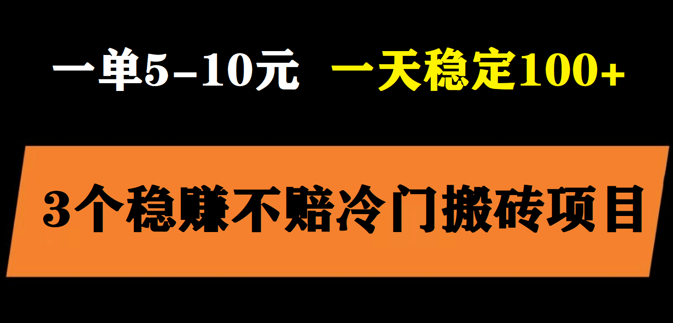 3个最新稳定的冷门搬砖项目，小白无脑照抄当日变现日入过百-布丁源码-专业的网站源码代码分享平台!