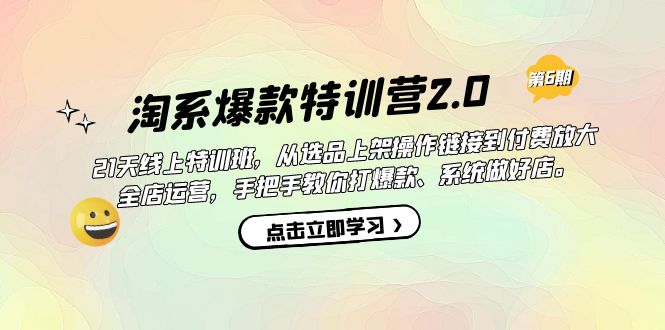 淘系爆款特训营2.0【第六期】从选品上架到付费放大 全店运营 打爆款 做好店-布丁源码-专业的网站源码代码分享平台!