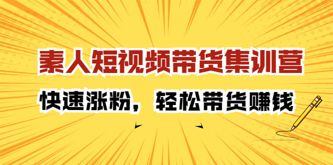 素人短视频带货集训营：快速涨粉，轻松带货赚钱-布丁源码-专业的网站源码代码分享平台!