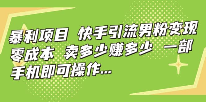 快手引流男粉变现，零成本，卖多少赚多少，一部手机即可操作，一天1000+-布丁源码-专业的网站源码代码分享平台!