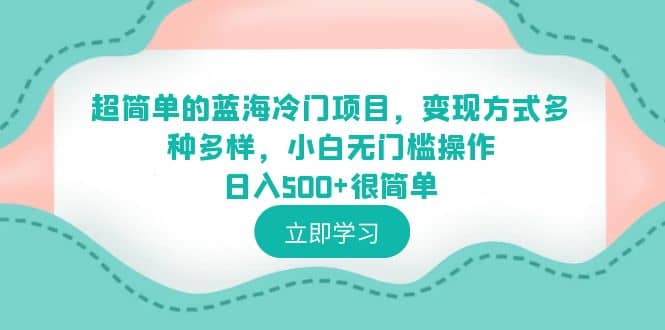 超简单的蓝海冷门项目，变现方式多种多样，小白无门槛操作日入500+很简单-布丁源码-专业的网站源码代码分享平台!