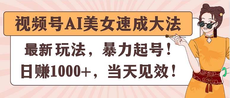 视频号AI美女速成大法，暴力起号，日赚1000+，当天见效-布丁源码-专业的网站源码代码分享平台!