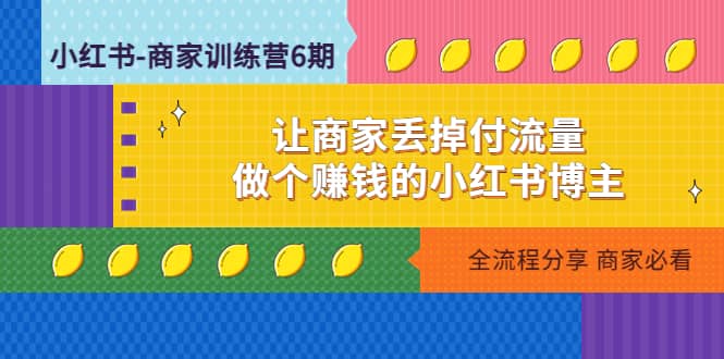 小红书-商家训练营12期：让商家丢掉付流量-布丁源码-专业的网站源码代码分享平台!