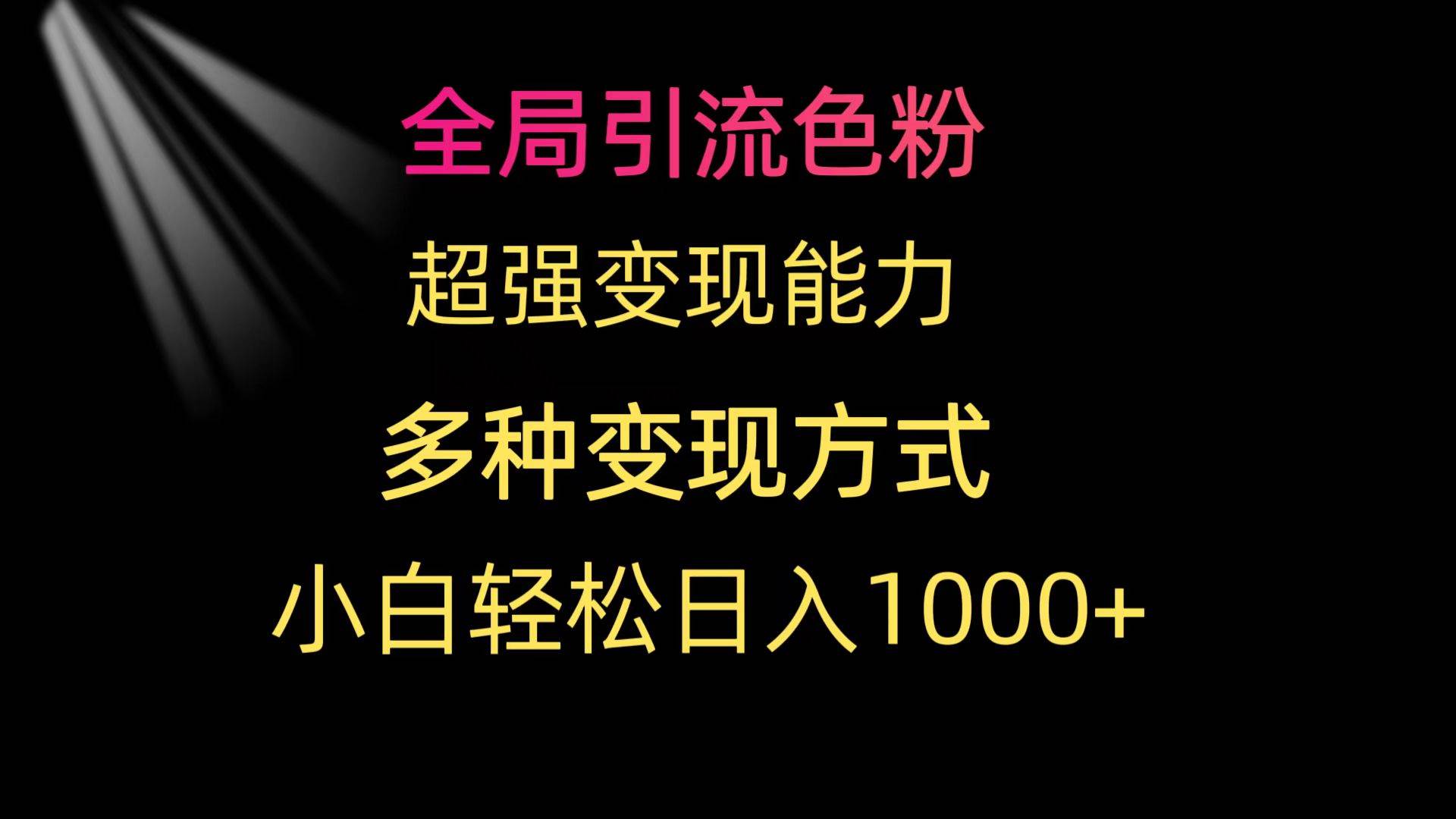 全局引流色粉 超强变现能力 多种变现方式 小白轻松日入1000+-布丁源码-专业的网站源码代码分享平台!