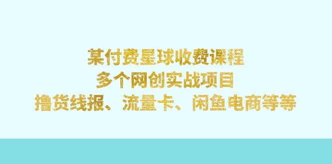 某付费星球课程：多个网创实战项目，撸货线报、流量卡、闲鱼电商等等-布丁源码-专业的网站源码代码分享平台!