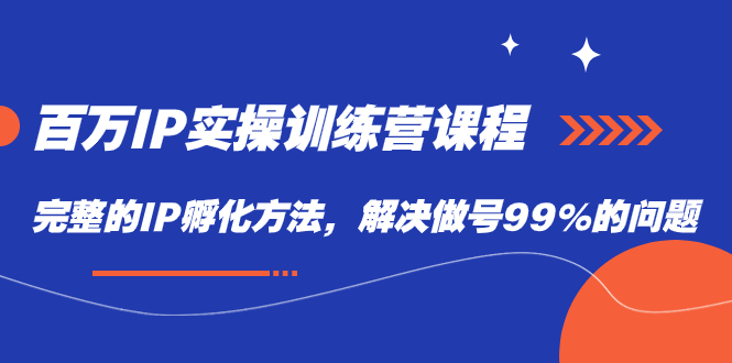 百万IP实战训练营课程，完整的IP孵化方法，解决做号99%的问题-布丁源码-专业的网站源码代码分享平台!