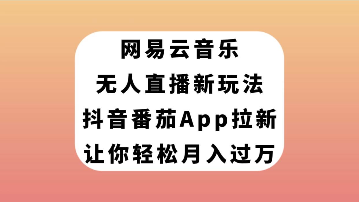 网易云音乐无人直播新玩法，抖音番茄APP拉新，让你轻松月入过万-布丁源码-专业的网站源码代码分享平台!