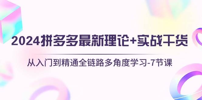 2024拼多多 最新理论+实战干货，从入门到精通全链路多角度学习-7节课-布丁源码-专业的网站源码代码分享平台!