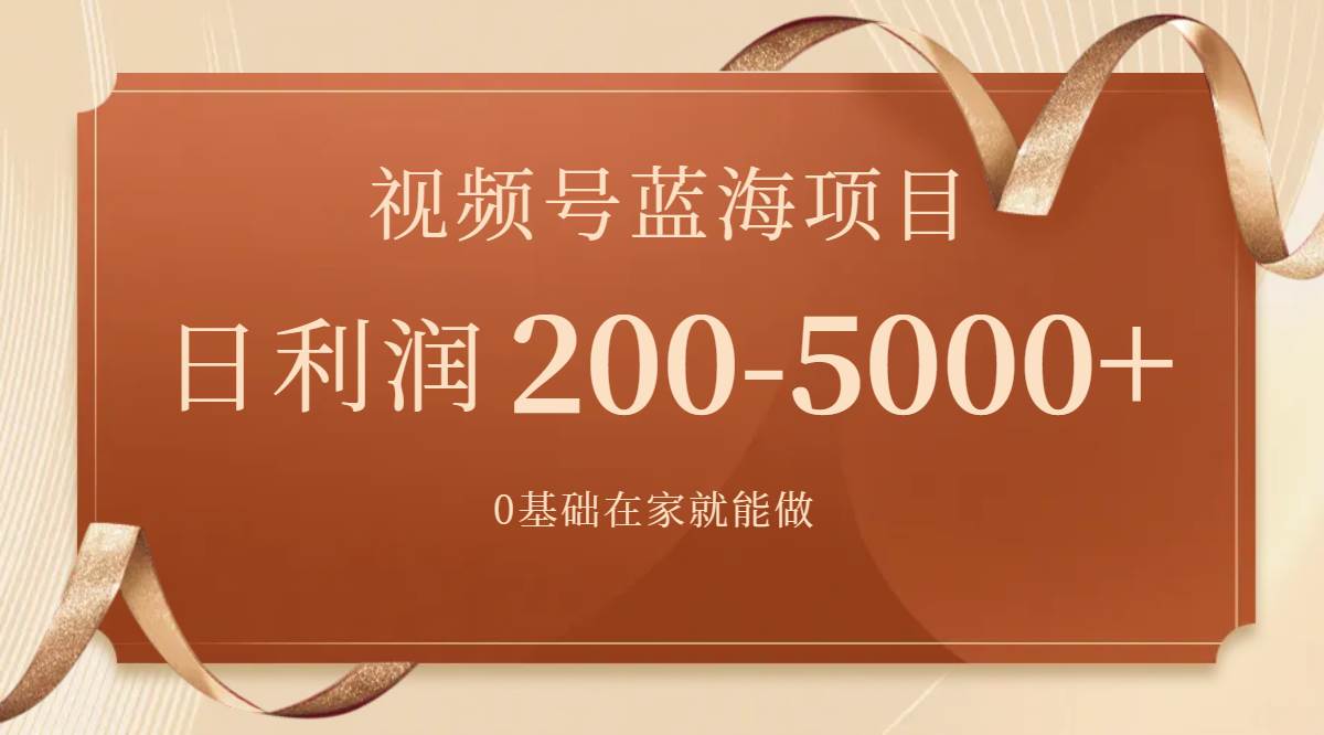视频号蓝海项目，0基础在家也能做，一天200-5000+【附266G资料】-布丁源码-专业的网站源码代码分享平台!