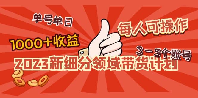 2023新细分领域带货计划：单号单日1000+收益不难，每人可操作3-5个账号-布丁源码-专业的网站源码代码分享平台!