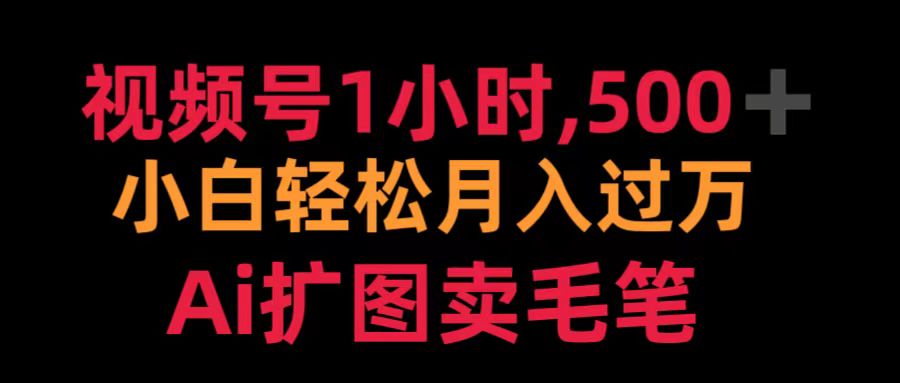 视频号1小时，500＋ 小白轻松月入过万 Ai扩图卖毛笔-布丁源码-专业的网站源码代码分享平台!