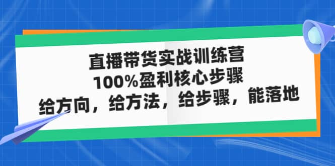 直播带货实战训练营：100%盈利核心步骤，给方向，给方法，给步骤，能落地-布丁源码-专业的网站源码代码分享平台!