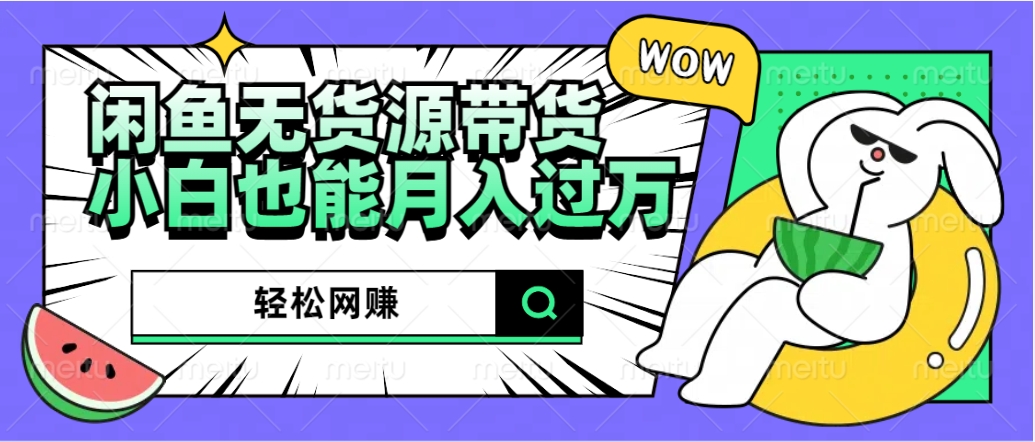 闲鱼无货源带货：轻松网赚，小白也能月入过万的秘密武器-布丁源码-专业的网站源码代码分享平台!