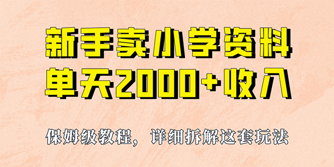 我如何通过卖小学资料，实现单天2000+，实操项目，保姆级教程+资料+工具-布丁源码-专业的网站源码代码分享平台!