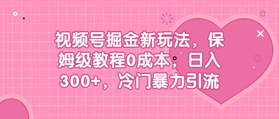 视频号掘金新玩法，保姆级教程0成本，日入300+，冷门暴力引流-布丁源码-专业的网站源码代码分享平台!