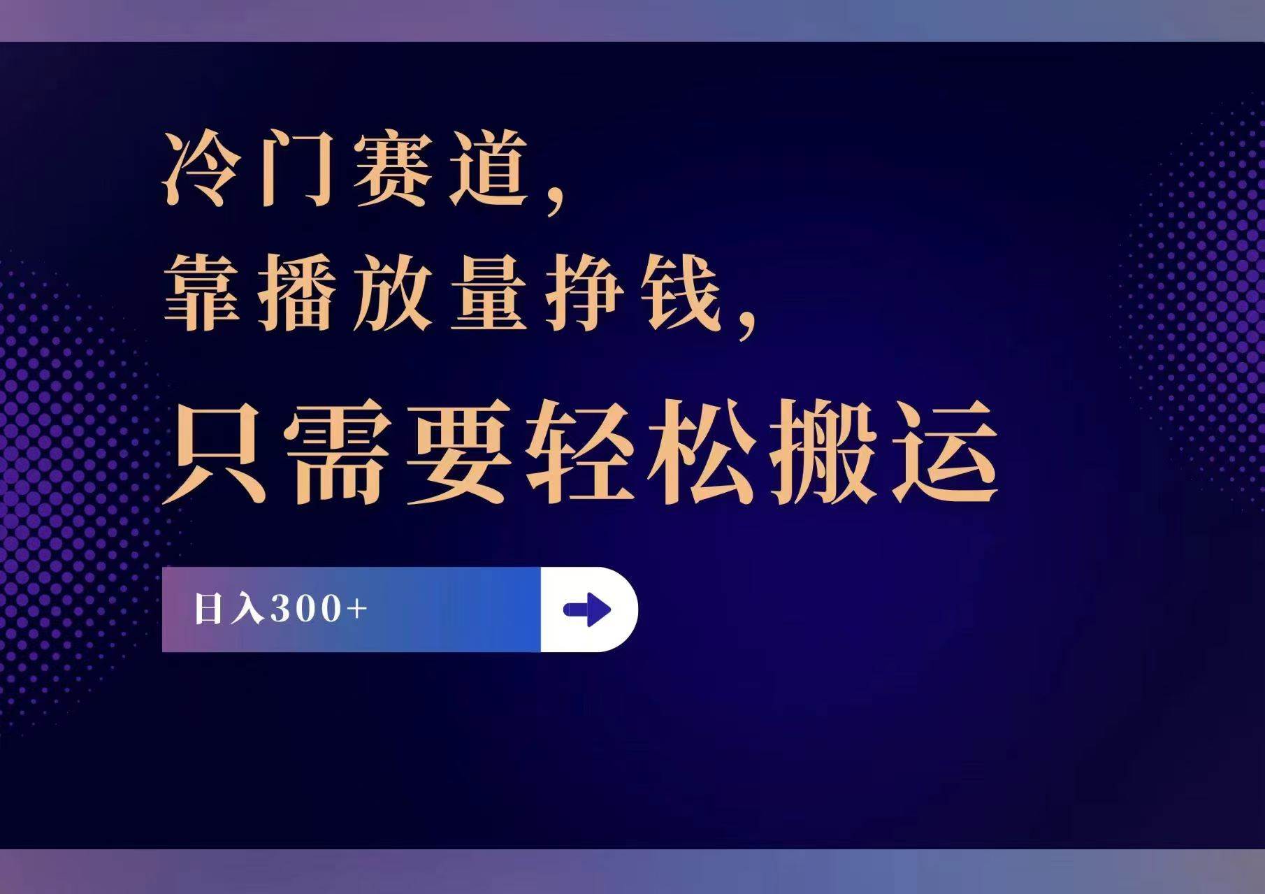 冷门赛道，靠播放量挣钱，只需要轻松搬运，日赚300+-布丁源码-专业的网站源码代码分享平台!