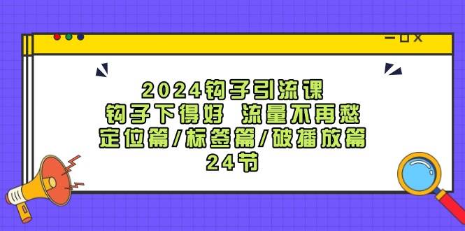 2024钩子·引流课：钩子下得好 流量不再愁，定位篇/标签篇/破播放篇/24节-布丁源码-专业的网站源码代码分享平台!