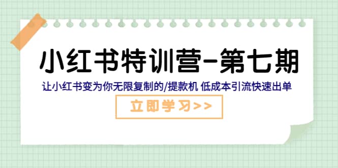 小红书特训营-第七期 让小红书变为你无限复制的/提款机 低成本引流快速出单-布丁源码-专业的网站源码代码分享平台!