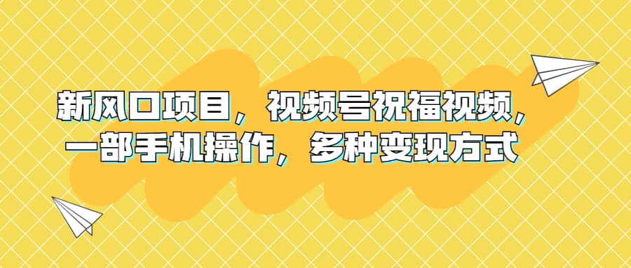 新风口项目，视频号祝福视频，一部手机操作，多种变现方式-布丁源码-专业的网站源码代码分享平台!