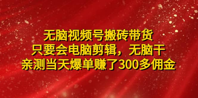 无脑视频号搬砖带货，只要会电脑剪辑，无脑干-布丁源码-专业的网站源码代码分享平台!