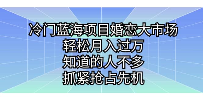 冷门蓝海项目婚恋大市场，轻松月入过万，知道的人不多，抓紧抢占先机-布丁源码-专业的网站源码代码分享平台!
