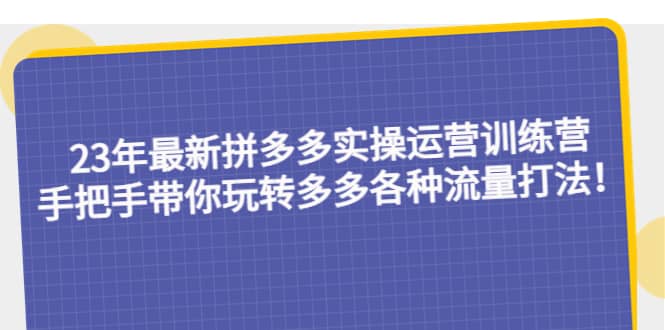 23年最新拼多多实操运营训练营：手把手带你玩转多多各种流量打法！-布丁源码-专业的网站源码代码分享平台!