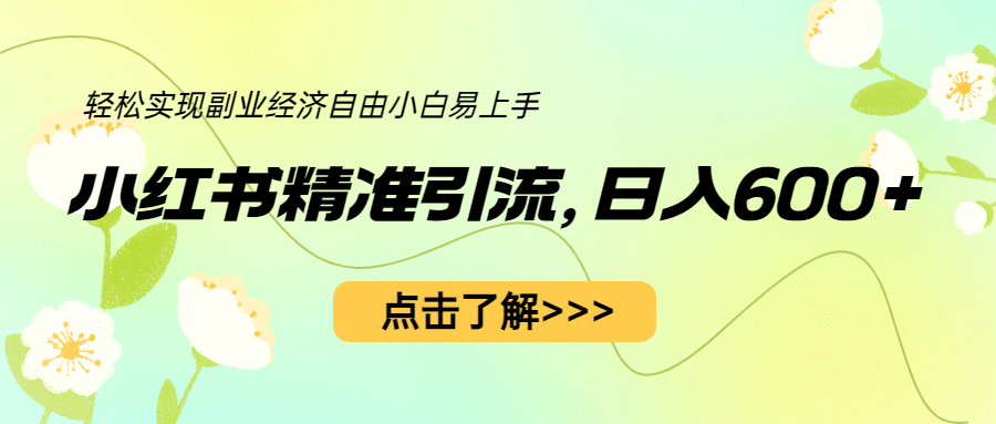 小红书精准引流，小白日入600+，轻松实现副业经济自由（教程+1153G资源）-布丁源码-专业的网站源码代码分享平台!