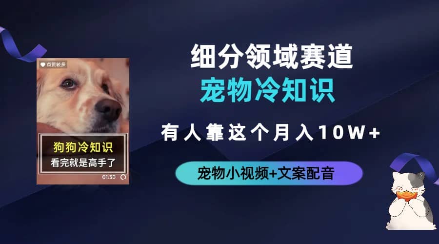 不起眼的抖音细分赛道-宠物冷知识，一段宠物视频配文案，有人靠这个月入10w-布丁源码-专业的网站源码代码分享平台!
