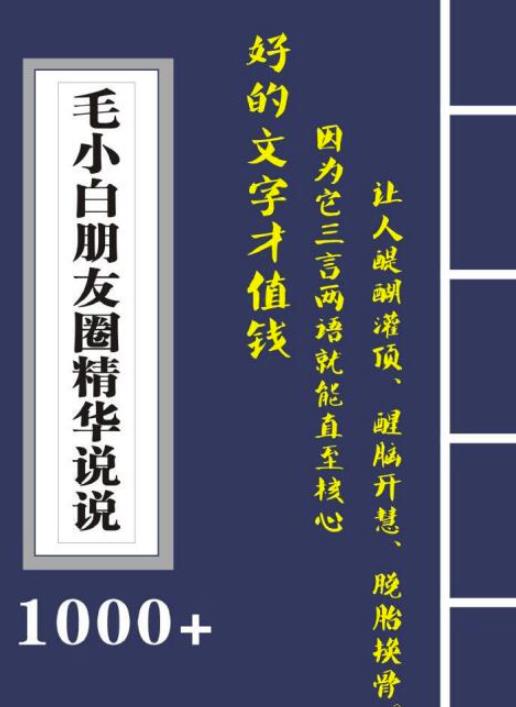 毛小白内容合集《朋友圈说说精华1000+》好的文字才值钱（第1部+2部）-布丁源码-专业的网站源码代码分享平台!