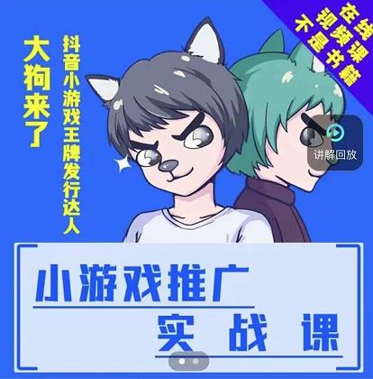 大狗来了：小游戏推广实战课，带你搭建一个游戏推广变现账号-布丁源码-专业的网站源码代码分享平台!