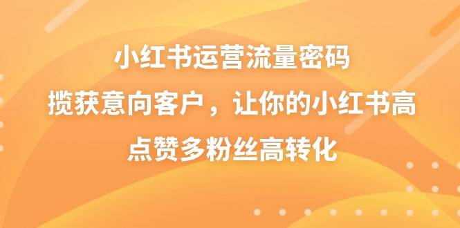 小红书运营流量密码，揽获意向客户，让你的小红书高点赞多粉丝高转化-布丁源码-专业的网站源码代码分享平台!
